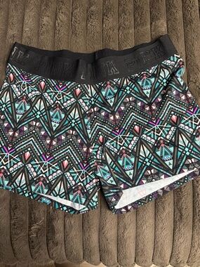 PINK Aztec Print Athletic Shorts - Turquoise & Black